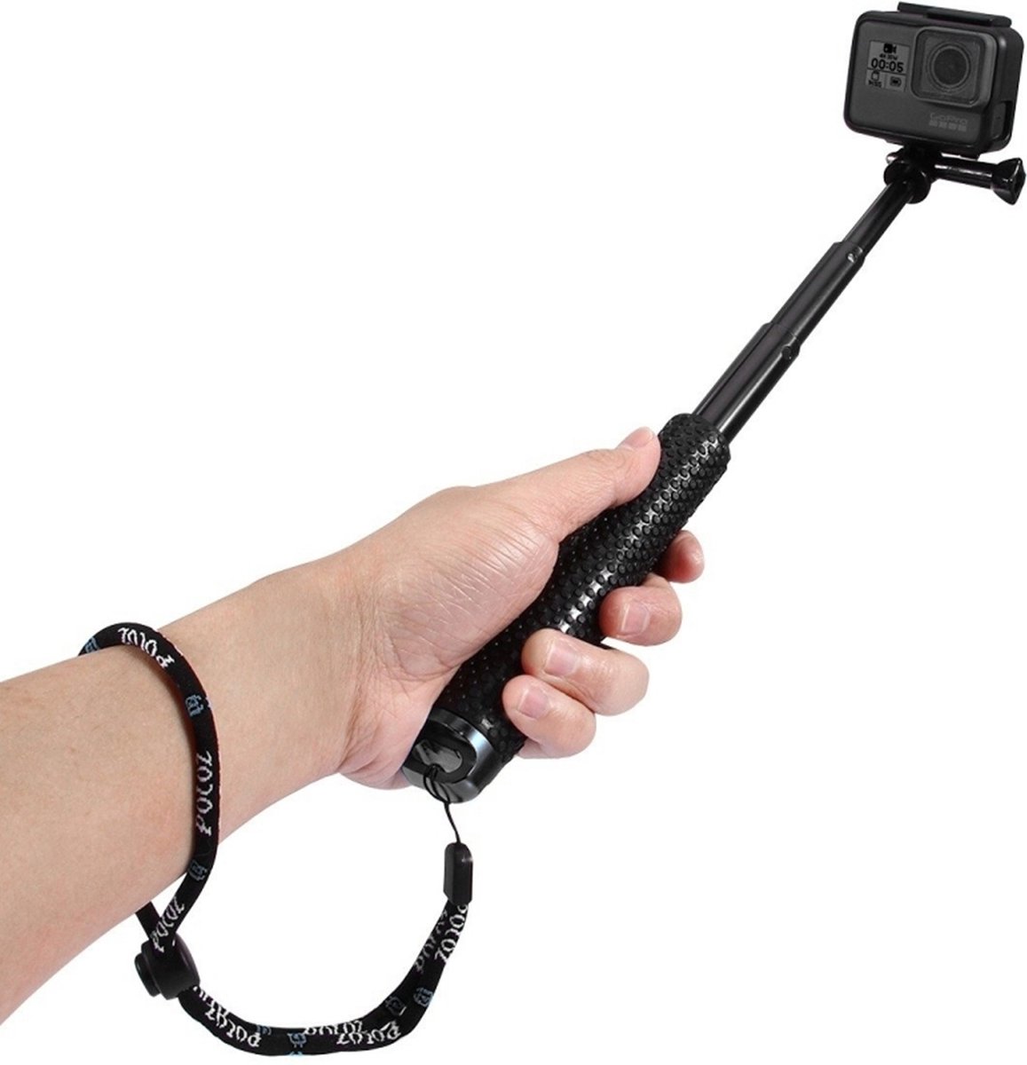 Garpex® Universele Selfiestick XL - Uitschuifbaar tot 95cm - Geschikt voor GoPro en andere Actioncamera's - Waterproof - Zwart