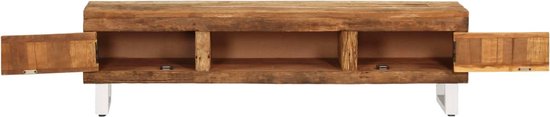 The Living Store TV-meubel Retro - Hout - 140x30x40 cm - Massief gerecycled hout - 2 deuren - The Living Store