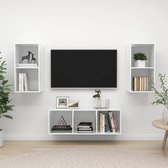 Ensemble de meubles TV The Living Store - Meubles stéréo - Blanc brillant - 2x 37x37x72 cm - 1x 37x37x107 cm