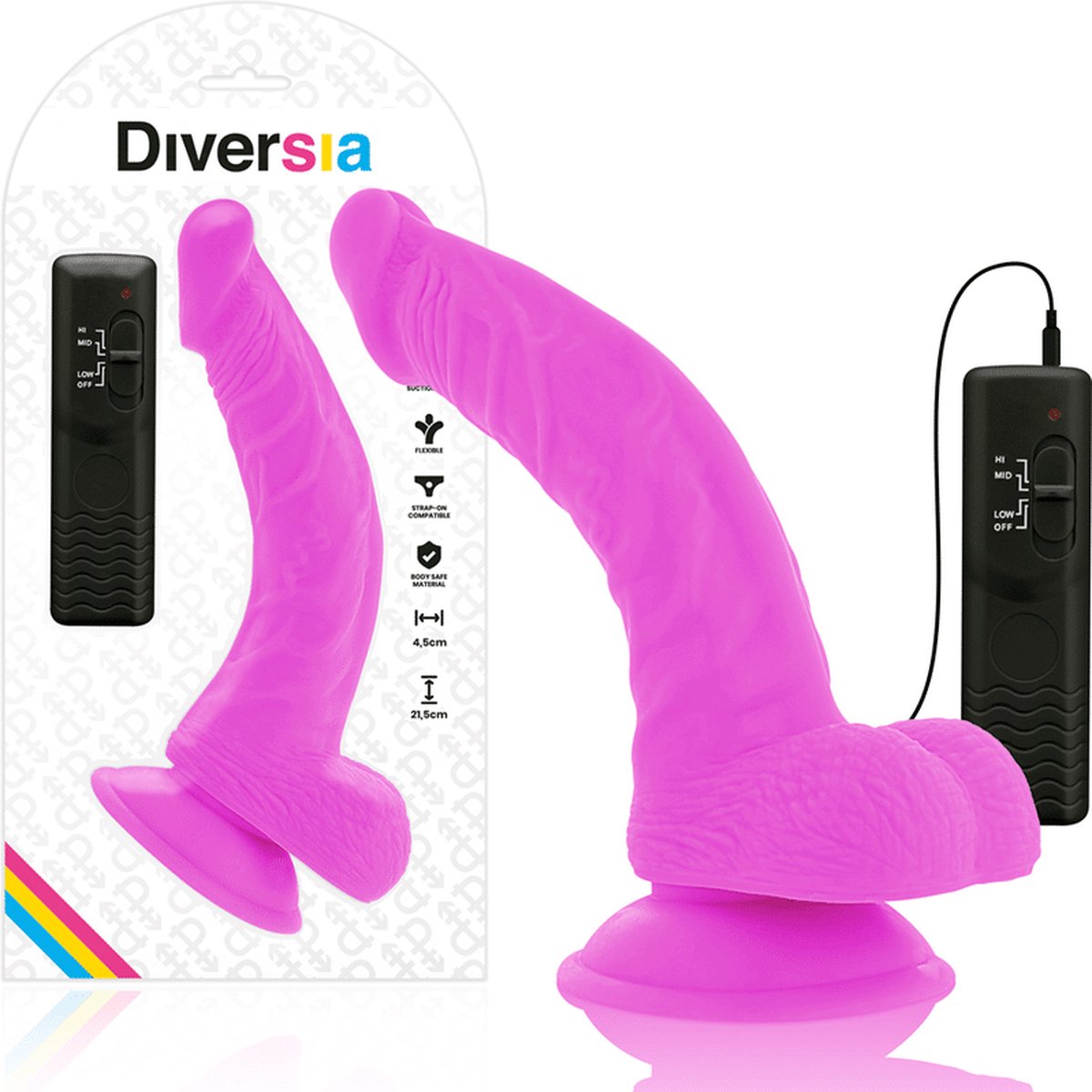 Goedkoopste DIVERSIA | Diversia Flexible Vibrating Dildo 21.5 Cm - Purple | Dildo | Sex Toy for Woman | Big Dildo | Sex Toy for Couples