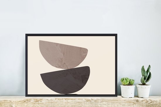 Affiche avec cadre - Cadre - Abstrait - - Beige - Formes - 60x40 cm - Photo sous cadre - Affiche abstraite