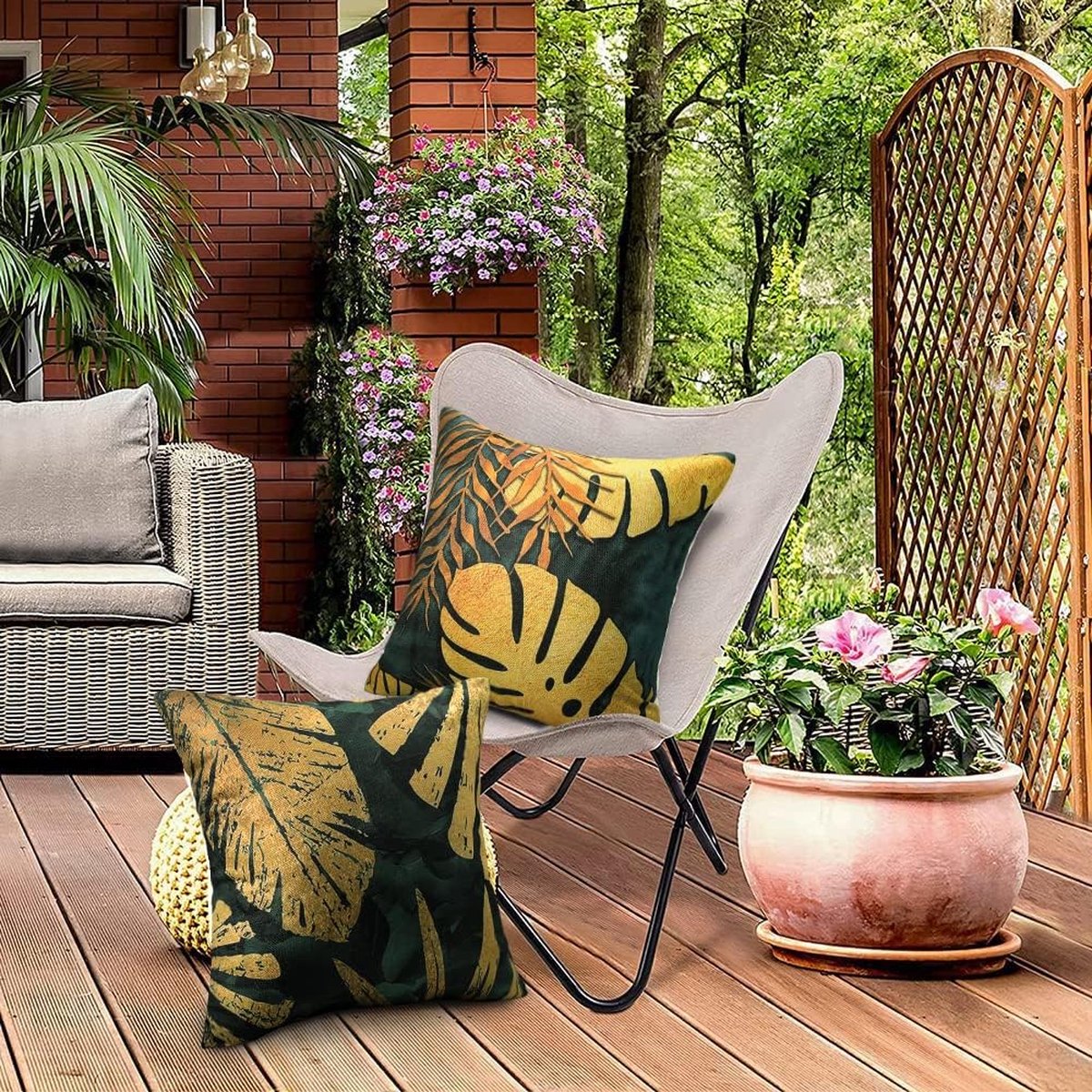 Coussin Décoratif Classique Pour L'intérieur Et L'extérieur - Noir - Brick