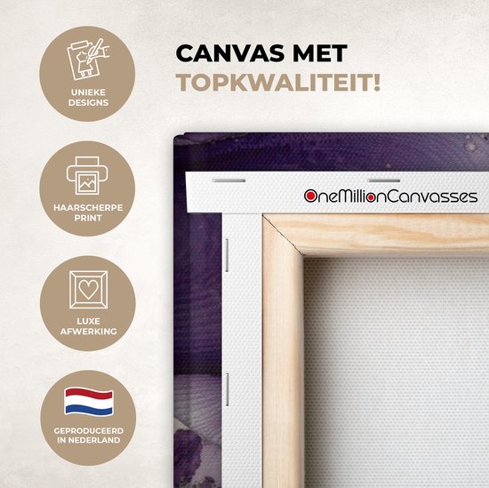 Toile Peinture Or - Violet - Marbre - 140x90 cm - Décoration murale