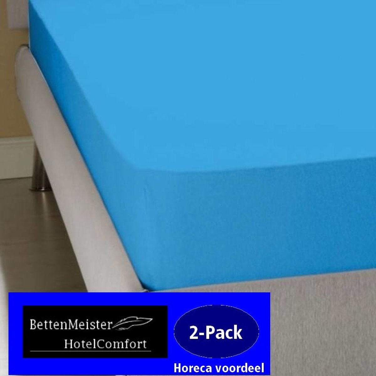 2-Pack - Hoeslaken - blauw - 30cm Jersey Stretch 100% Katoen