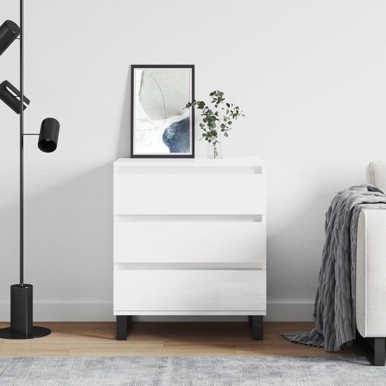 Credenza Bianco Lucido 40x33x70 cm in Legno Multistrato 819414