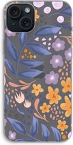 Case Company® - Hoesje geschikt voor iPhone 15 Plus hoesje - Flowers with blue leaves - Soft Cover Telefoonhoesje - Bescherming aan alle Kanten en Schermrand
