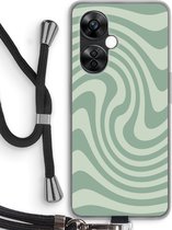 Case Company® - Hoesje met koord geschikt voor OnePlus Nord CE 3 Lite hoesje met Koord - Swirl Groen - Telefoonhoesje met Zwart Koord - Bescherming aan alle Kanten en Over de Schermrand