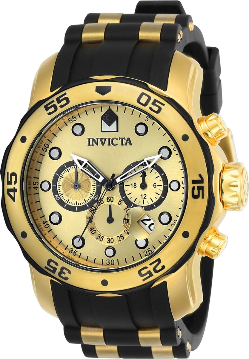 Invicta Pro Diver - SCUBA 17885 Heren Horloge - Waterdicht - Analoog - Quartz Uurwerk - Roestvrij Staal met gouden Wijzerplaa