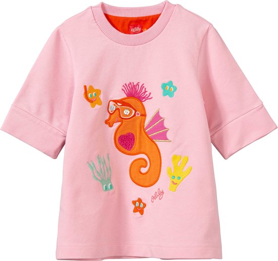 Daver sweat dress 32 Solid with artwork Seahorse Pink: 98/3T