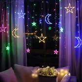 Ciel étoilé - Guirlande lumineuse avec décoration lune et étoiles - Siècle des Lumières pour extérieur et intérieur - Rideau lumineux LED avec 8 modes d'éclairage - Lumière colorée avec cordon de 1,5 M 220 V