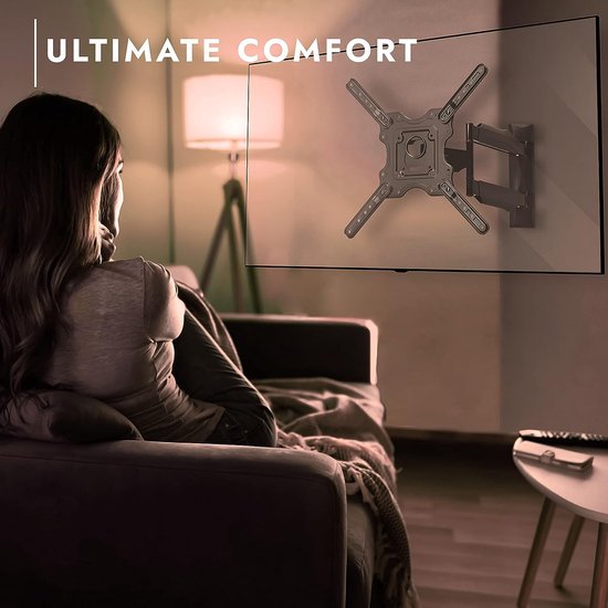 Invision TV Muurbeugel Draaibaar Kantelbaar Uitschuifbaar Ultra Slanke TV-Beugel Past op 24-55 inch
