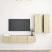 The Living Store TV-meubelset Sonoma Eiken - Wandmontage - Praktisch - Opvallend - 4 Delig - 2x 80x30x30cm - 2x 30.5x30x90cm
