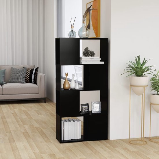 The Living Store Boekenkast Kamerverdeler - 60 x 24 x 124.5 cm - Zwart spaanplaat