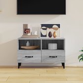 The Living Store Tv-meubel Grijs Sonoma Eiken - 80x36x50 cm - Stevig Hout - Opbergruimte - Stevig Blad