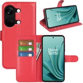 OnePlus Nord 3 Hoesje - MobyDefend Kunstleren Wallet Book Case (Sluiting Voorkant) - Rood - GSM Hoesje - Telefoonhoesje Geschikt Voor OnePlus Nord 3