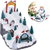 Cheqo® Kerstdorp met Skipark - Kersttafereel - Skipiste - Kerstdecoratie - Met LED Licht en Bewegende Mensen