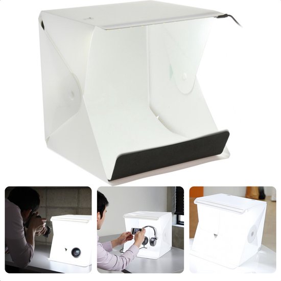 Professionele Fotostudio Box met LED - Lightbox - Productfotografie - Fototent - 20 Lampjes - USB-Ingang - 22,6x23x24cm - Compacte Ruimte voor Heldere Foto's