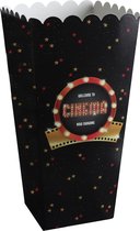 Santex Popcorn/snoep bakjes - 8x - Hollywood/film thema - karton - 6 x 8 x 17 cm - feest uitdeel bakjes
