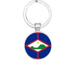 Akyol - Sint Eustatius vlag Sleutelhanger - sint eustatius - iemand die houdt van reizen - vakantie - landen - vlag - reizigers - cadeau - geschenk - gift - kado - verassing - 2,5 x 2,5 CM