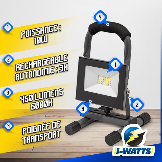 SPOT LED RECHARGEABLE 10W - I-WATTS