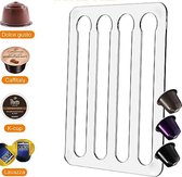 Coffee voor Nespresso capsulehouder, 40,5 x 22 cm, roestvrij staal voor Cafissimo capsulehouder, 3 m plakstrip, koffiecapsulehouder, capsulehouder voor 40 koffiecapsules