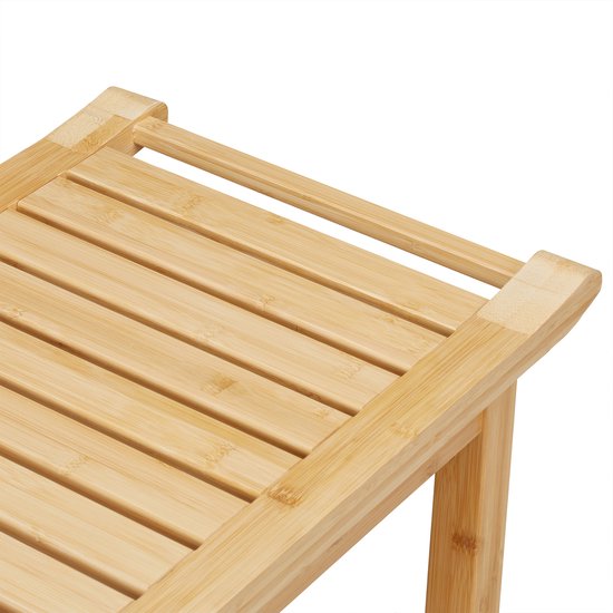 Tabouret De Salle De Bain Relaxdays En Bambou - Avec Étagère - 45x51,5x34 Cm - Naturel