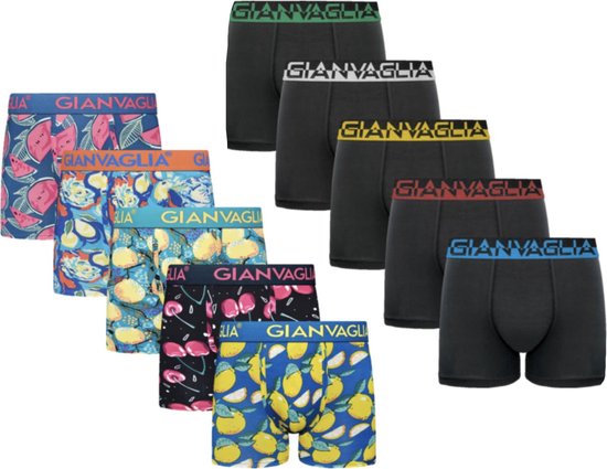 GIANVAGLIA® Deluxe 10-Pack 5073+5008 Heren Katoenen Boxershort XXL