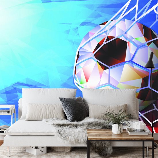 Papier peint photo Voetbal dans un style abstrait - Papier peint non tissé - 368 x 254 cm