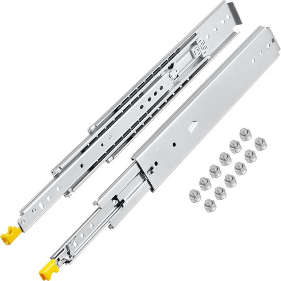 Ansobea Schuifladenrails 600 mm, kogelgeleiders met 45 kg draagkracht, volledig uitschuifbaar, telescopische rail, volledige stretchgrootte 1200 mm, 4 paar (8 stuks