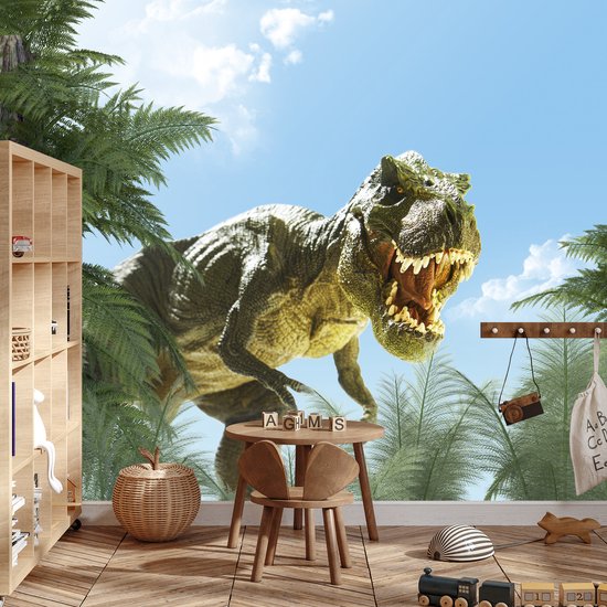 Fotobehang Kinderkamer Dinosaurus 352 x 250 cm - Vliesbehang Woonkamer Slaapkamer Kantoor Hal Decoratie Muurschilderingen XXL Moderne Wanddecoratie - 100% MADE IN GERMANY - Runa Behang - 9481011a
