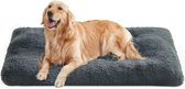 Hondenbed, huisdiermat, zacht, 122 x 74 cm, zachte vulling, machinewasbaar, kussen voor honden, multifunctioneel, donkergrijs PGW204G02