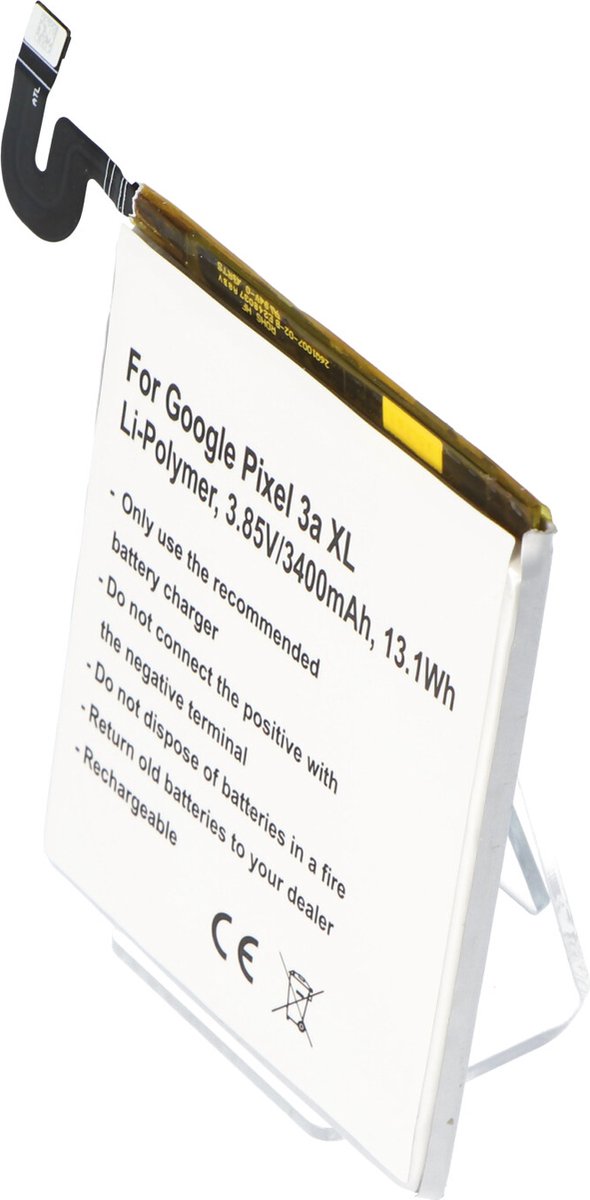 Batterij geschikt voor Google Pixel 3a XL, Li-Polymer, 3.85V, 3400mAh, 13.1Wh, ingebouwd, zonder gereedschap
