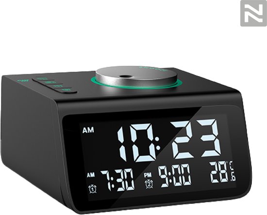 Nuvoo Wekkerradio - Digitale Wekker - Dimbaar Display- Dubbel Alarm - Twee  USB-poorten... | bol