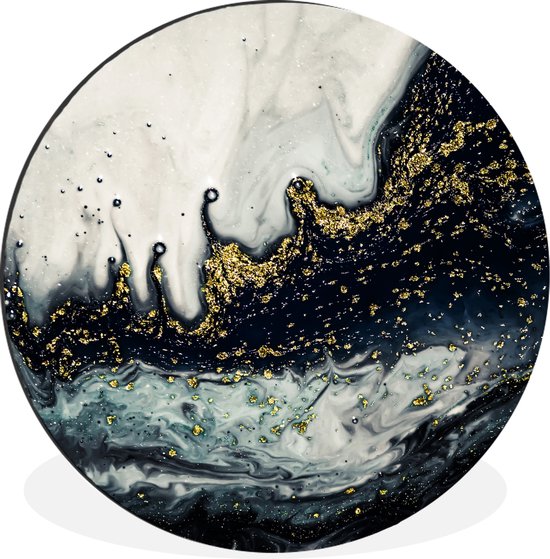 WallCircle - Wandcirkel - Muurcirkel - Marmer - Abstract - Goud - Luxe - Aluminium - Dibond - 30x30 cm - Binnen en Buiten