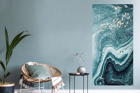 Stickers muraux - Sticker Foil - Pierres Précieuses - Blauw - Nature - Marbre - Abstrait - 60x120 cm - Film Adhésif - Stickers muraux Chambre Enfant - Papier Peint Auto Adhésif