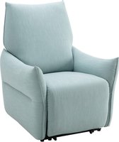 Elektrische relaxfauteuil in lichtblauwe stof MODOC L 105 cm x H 92 cm x D 87 cm