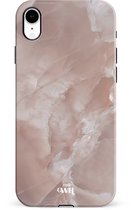 xoxo Wildhearts Marble Brown Sugar - Single Layer - Hard cover geschikt voor iPhone XR hoesje - Siliconen marmer hoesje iPhone - Beschermhoesje geschikt voor iPhone XR hoesje marmer - bruin