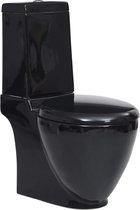 vidaXL - Toilet - met - afvoer - achter - keramiek - zwart