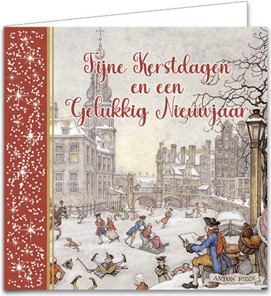 Kaarten Kerst Anton Pieck Kinderen in slee & ijstafereel 10st. bol