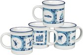 Set de 4 mugs aspect émail - Blue Hollandais - Cabanaz