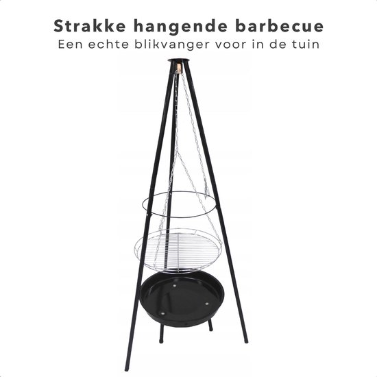 Barbecue Suspendu CookKing Sur Trépied 200cm - Grille 50-80cm - Acier Ou Inox
