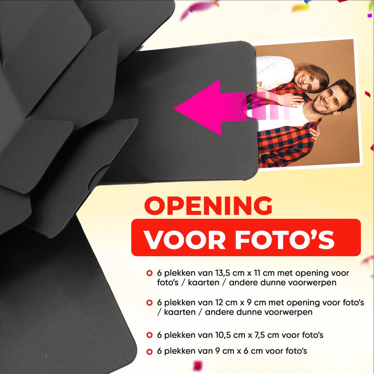 AWEMOZ Explosion Box - Foto box - Mystery Box - Unieke Geschenkdoos - Explosie box - Foto Doos - Knutselen - Incl. Kleuren Pennen en Stickervellen — afbeelding 4