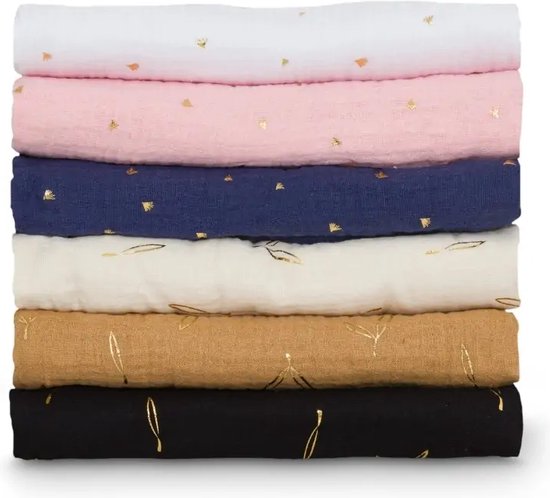 Snoozzz Hydrofiel doek XL Swaddle - de beste kwaliteit zachte Hydrofiel - 100% katoen - 120 x 120 cm - Noir goud van SNOO — afbeelding 3