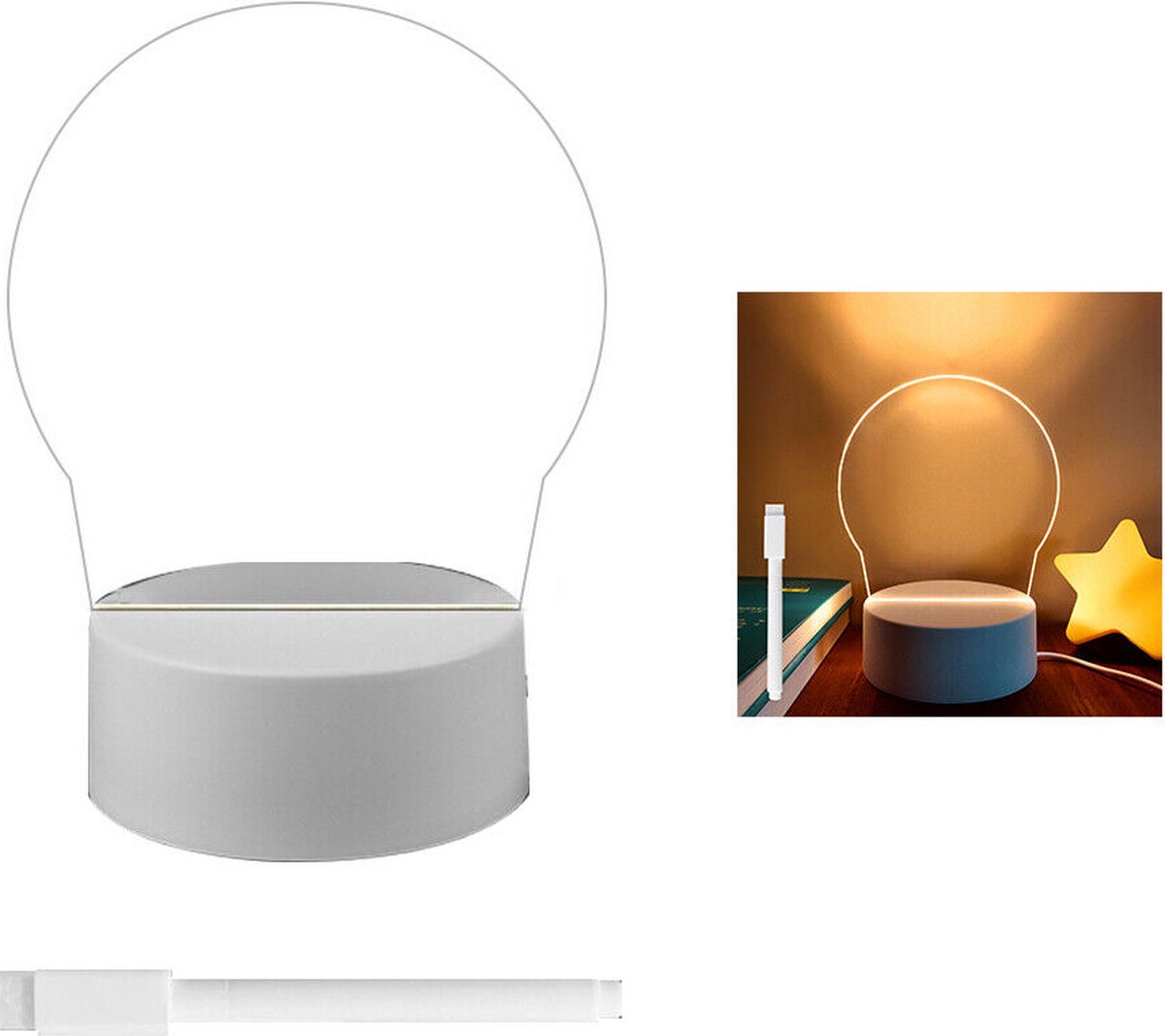 Creatieve LED Acryl DIY Berichten Nachtlamp - Jouw Veelzijdige Luminous Memo Bord - rond