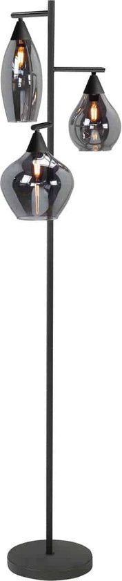Moderne vloerlamp Cambio | 3 lichts | smoke / mat zwart | glas / metaal | 160 cm hoog | Ø 23 cm | E14 fitting | vloerlamp / staande lamp | modern design