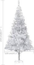 vidaXL - Kunstkerstboom - met - verlichting - en - kerstballen - 210 - cm - PET - zilver