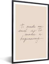 FrameYourWall® - Fotolijst met poster 20x30 - Quotes - To make a beginning - Tekst - Beige - Fotokader van hout - Kaders en lijsten - Houten fotolijstje - Wissellijst voor muurposter - Picture en photo frame - Posterlijst - Fotohouder