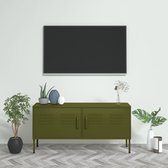 The Living Store TV meubel - 105 x 35 x 50 cm - olijfgroen - staal