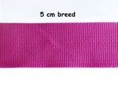 Tassenband - 3 meter - 50 mm breed - Fuchsia - Hobbyband - Nylonband - Banden - Polyesterband - PP band - Hobby - Naaien
