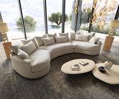 Mega-sofa Estrea Bouclé Crème Wit 410x155 cm ronde Bankstel